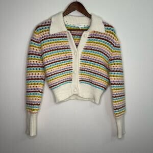 Böhme Size Medium Multicolor Rainbow Loose Knit Cardigan